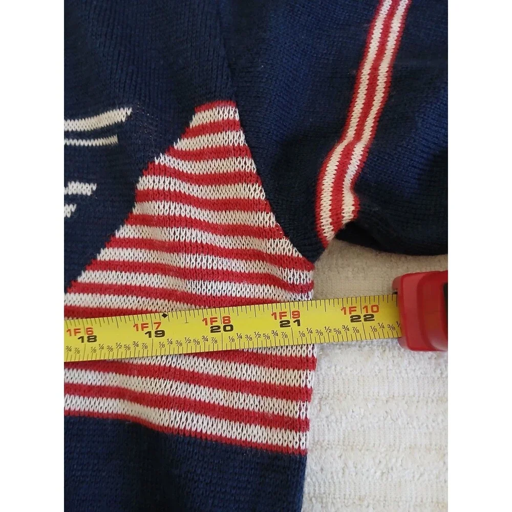 Ossi‎ Skiwear Mens Blue Geometric Knit Sweater Retro Ski Acrylic Wool Size L